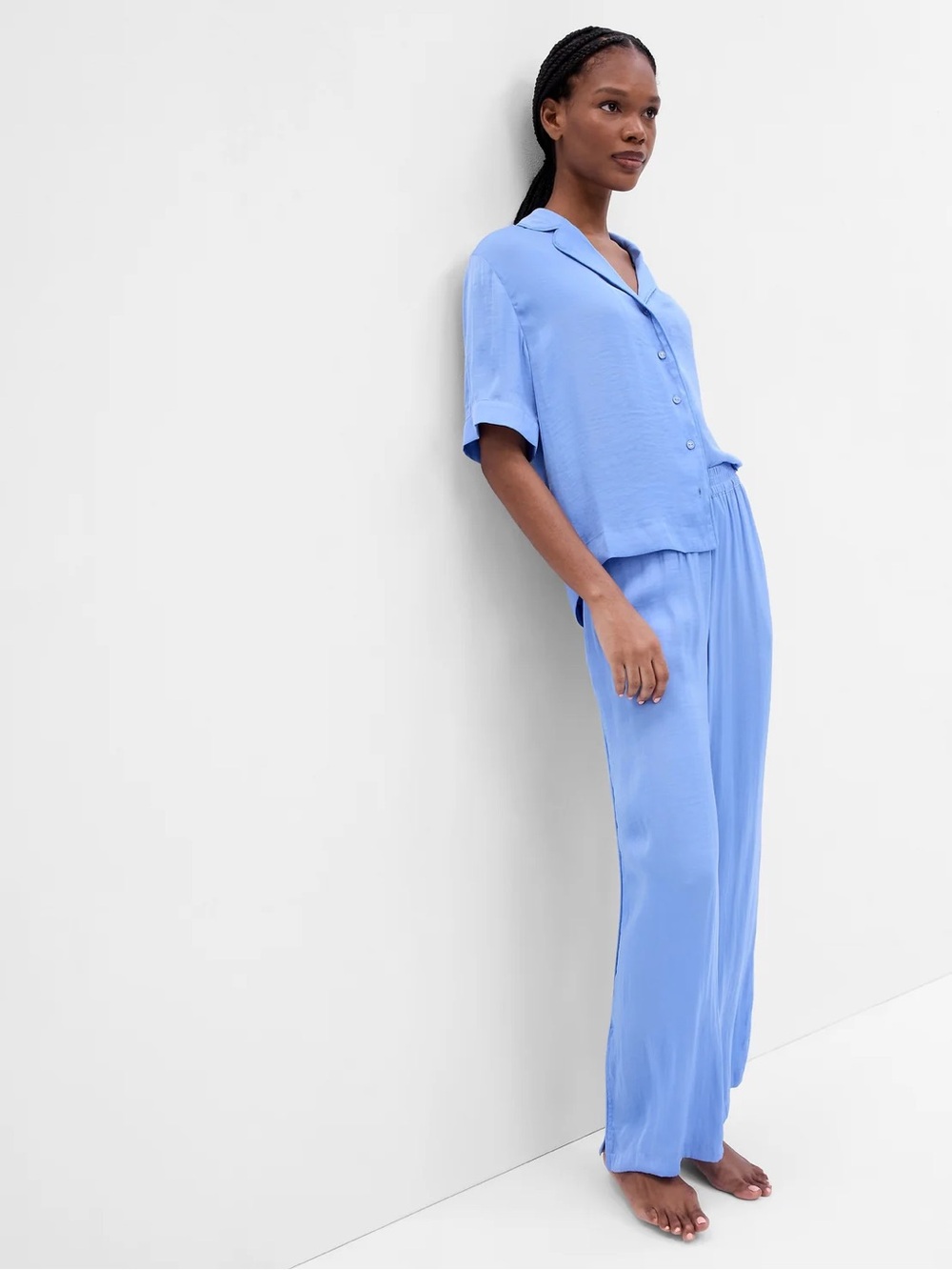 GAP Satin Wide Leg PJ Pant and Top Set